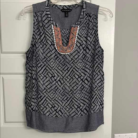 Tribal Tops - Tribal Navy and White Graphic Tank Top